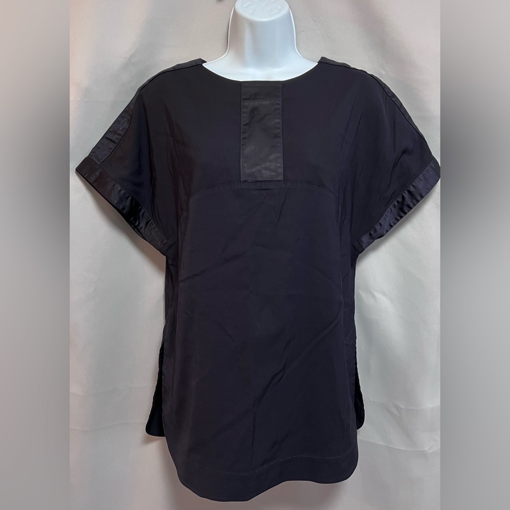 Hilton Hollis Short Sleeve Top Blouse Women’s Navy Blue Sz Small